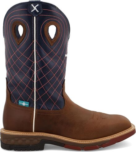 Twisted X Men's 12" Western Work Boot, Mocha & Navy, 8 B in Saudi Arabia