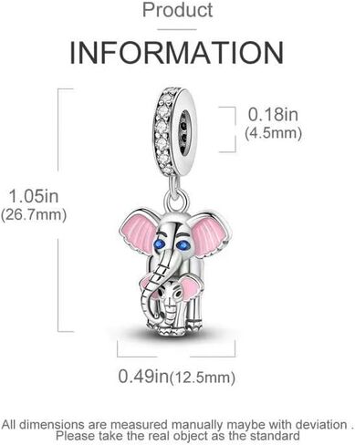 JEVIMORY Clip Stopper Beads for Bracelets 925 Sterling Silver, Compatible with Pandora & European Charm Bracelets Necklaces, Clip Charm Bead for Bracelet Gift for Women (Silver Elephant) in Saudi Arabia
