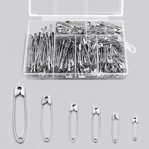 200 Pcs Pins, 6-Size Pack of Brooch Pins for Sweater Shawl Hat Clip(Silver) in Saudi Arabia