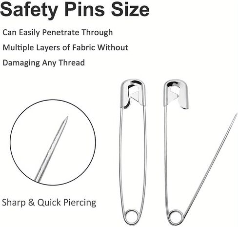 200 Pcs Pins, 6-Size Pack of Brooch Pins for Sweater Shawl Hat Clip(Silver) in Saudi Arabia