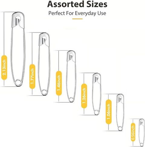 200 Pcs Pins, 6-Size Pack of Brooch Pins for Sweater Shawl Hat Clip(Silver) in Saudi Arabia