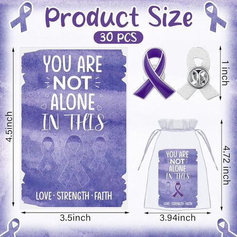 Landical 60 Pcs/30 Sets Purple Ribbon Awareness Pins with Card Purple Ribbon Lapel Pins for Domestic Violence Awareness Alzheimer's Pancreatic Cancer Lupus Epilepsy Event in Saudi Arabia