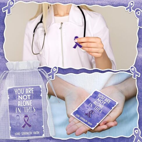Landical 60 Pcs/30 Sets Purple Ribbon Awareness Pins with Card Purple Ribbon Lapel Pins for Domestic Violence Awareness Alzheimer's Pancreatic Cancer Lupus Epilepsy Event in Saudi Arabia