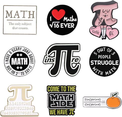 Dreuyet 9 Pcs Pi Symbol Math Brooches Enamel Pin Cute Mathematical Symbol 3.14 Sign Pi Day Lapel Brooch Badge Clothing Bag Decor Math Lover Teacher Back to School Gift in Saudi Arabia