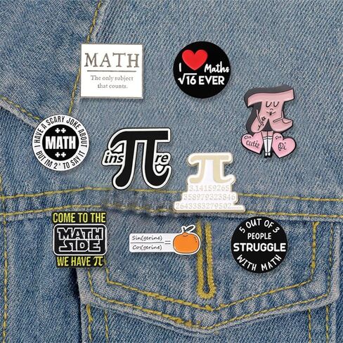 Dreuyet 9 Pcs Pi Symbol Math Brooches Enamel Pin Cute Mathematical Symbol 3.14 Sign Pi Day Lapel Brooch Badge Clothing Bag Decor Math Lover Teacher Back to School Gift in Saudi Arabia