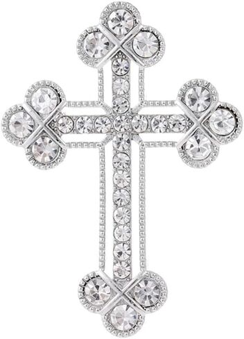Sparkle Crystal Holy Cross Brooch for Women Men Sparkle Dainty Rhinestones Cross Lapel Pin Men's Tie Pins Christian Religious Faith Cubic Zirconia Wedding Brooches Suit Clothing Accessories Jewelry in Saudi Arabia
