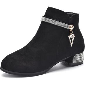 Atalske Girl's Faux Suede Low Heel Side Zipper Ankle Boots Winter Warm Dress Boots in Saudi Arabia