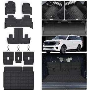 Floor Liners & Large Cargo Liners with Backrest Protection for 2016-2019 2020 Kia Sorento,TPE All Weather Protection 3 Rows Car Floor Mats with Trunk Mat in Kuwait