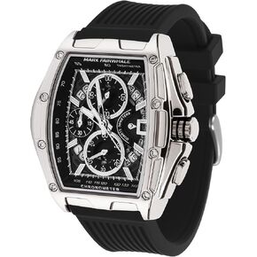 Gaforexlo Men's Analog Chronograph Sports Wrist Watch Stylish Tonneau Face with Calendar Date Display Comfortable Silicone Strap Luminous Hands Gifts for Friends Family Member Colleague Lover Partner in Saudi Arabia