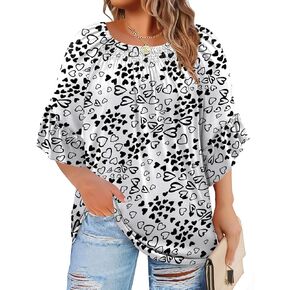 WIHOLL Plus Size Tops for Women 3/4 Length Sleeve Blouses Dressy Casual Tshirts Shirts Fahion Summer Outfits in Saudi Arabia