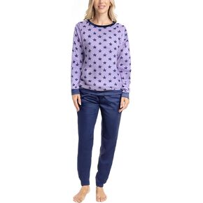 MUK LUKS Likely to Lounge Women's 2-Piece Pajama Set, Minky Fleece Long Sleeve and Jogger Pjs, Pijamas de Mujer in Kuwait