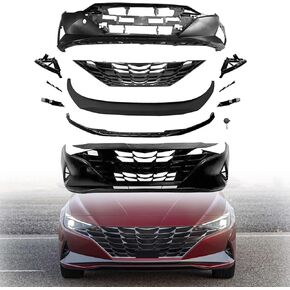 Front Bumper Cover Compatible with 2017 2018 Hyundai Elantra LE GL SE Korea Built Replacement OE# HY1000215 with Tow Hook Hole in Kuwait