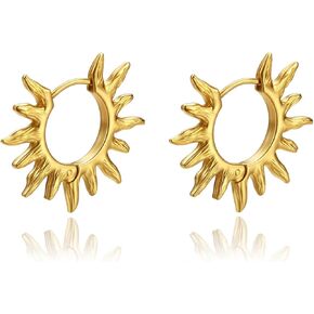 أقراط Sunburst Huggie هوب للنساء من الفولاذ المقاوم للصدأ على طراز Sunshine Boho Style مجوهرات لها in Kuwait