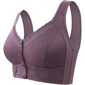 Bras for Older Women Front Closure No Underwire Breathable Full Coverage Powerful Push Up Bra for Seniors in Kuwait