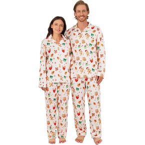 بيجامات عيد الميلاد من KOMEIANA للكبار والنساء والرجال بأزرار سفلية بيجامات للأزواج مجموعات متطابقة ملابس نوم للعطلات ملابس للاستلقاء in Kuwait