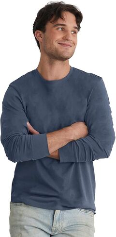 Fair Indigo Men's Organic All-Cotton Long Sleeve Crew Neck T-Shirt in Saudi Arabia