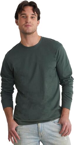 Fair Indigo Men's Organic All-Cotton Long Sleeve Crew Neck T-Shirt in Saudi Arabia