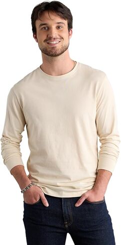 Fair Indigo Men's Organic All-Cotton Long Sleeve Crew Neck T-Shirt in Saudi Arabia