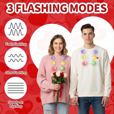 VioraWhite 4 حزمة عيد الحب تضيء القلائد محادثة قلوب توهج وامض قلادة LED للنساء الوردي على شكل قلب قلادة لوازم الحفلات لعيد الحب الذكرى السنوية للمجوهرات هدايا لها in Kuwait
