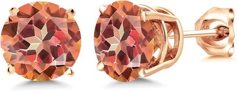 Gem Stone King 18K Rose Gold Plated Silver Ecstasy Mystic Topaz Stud Earrings for Women | 2.00 Cttw | Gemstone November Birthstone | Round 6MM in Saudi Arabia