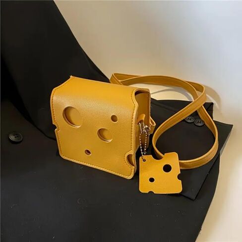 Cheese Shaped Crossbody Bag, Creative Mini Shoulder Bag Women Fashion Handbag Wallet Purse in Saudi Arabia