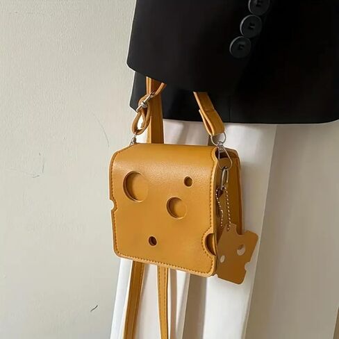 Cheese Shaped Crossbody Bag, Creative Mini Shoulder Bag Women Fashion Handbag Wallet Purse in Saudi Arabia