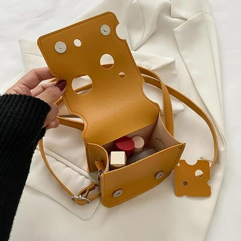 Cheese Shaped Crossbody Bag, Creative Mini Shoulder Bag Women Fashion Handbag Wallet Purse in Saudi Arabia