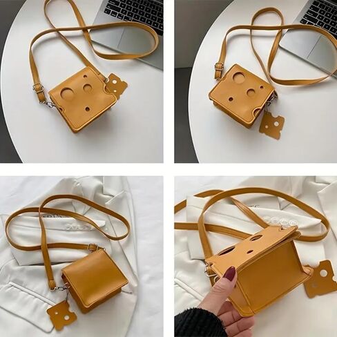 Cheese Shaped Crossbody Bag, Creative Mini Shoulder Bag Women Fashion Handbag Wallet Purse in Saudi Arabia