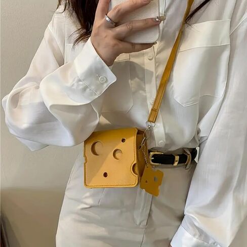 Cheese Shaped Crossbody Bag, Creative Mini Shoulder Bag Women Fashion Handbag Wallet Purse in Saudi Arabia