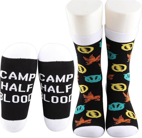 MBMSO Percy Movie Inspired Gifts 2 Pairs Camp Half Blood Socks for Percy J Fans Gift Camp Half Blood Gifts Rick Riordan Merch in Saudi Arabia
