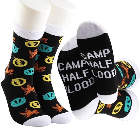 MBMSO Percy Movie Inspired Gifts 2 Pairs Camp Half Blood Socks for Percy J Fans Gift Camp Half Blood Gifts Rick Riordan Merch in Saudi Arabia