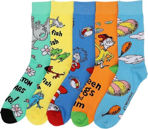مجموعة جوارب كاجوال للرجال من Bioworld Dr. Seuss Title Art مكونة من 5 أزواج in Saudi Arabia