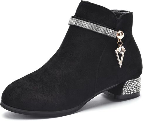 Atalske Girl's Faux Suede Low Heel Side Zipper Ankle Boots Winter Warm Dress Boots in Saudi Arabia