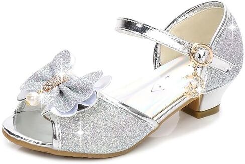 Girl's Princess Sandals Kids Girls Wedding Shoes High Heels Dress Shoes Bowtie Glitter Princess Shoe For Girls in Saudi Arabia