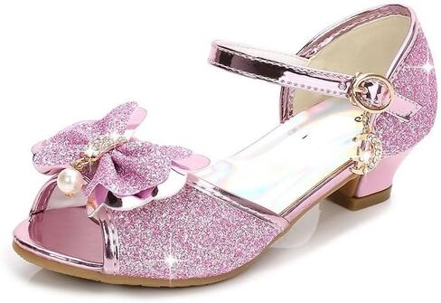 Girl's Princess Sandals Kids Girls Wedding Shoes High Heels Dress Shoes Bowtie Glitter Princess Shoe For Girls in Saudi Arabia