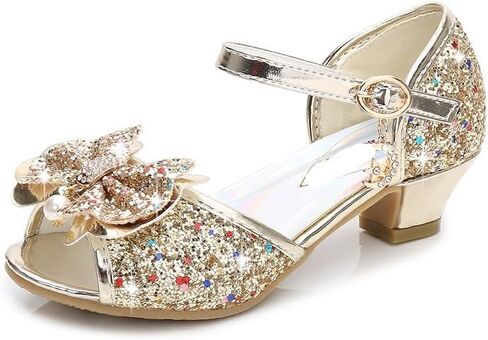 Girl's Princess Sandals Kids Girls Wedding Shoes High Heels Dress Shoes Bowtie Glitter Princess Shoe For Girls in Saudi Arabia