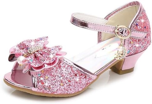 Girl's Princess Sandals Kids Girls Wedding Shoes High Heels Dress Shoes Bowtie Glitter Princess Shoe For Girls in Saudi Arabia