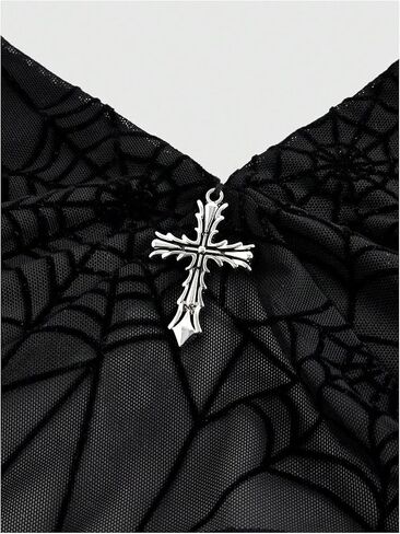 QJQ Women's Y2k Gothic Halter Top Mesh Sheer Backless V Neck Crop Tops Emo Grunge Witchy Clothes in Saudi Arabia