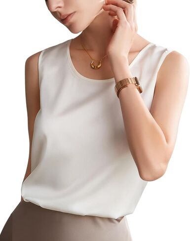 FEELITS Womens 100% Mulberry Silk Tank Top - 19 Momme Silk, Loose Fit Casual Flowy Sleeveless Summer Tops Clothes Outfits in Saudi Arabia
