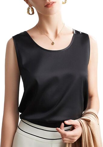 FEELITS Womens 100% Mulberry Silk Tank Top - 19 Momme Silk, Loose Fit Casual Flowy Sleeveless Summer Tops Clothes Outfits in Saudi Arabia