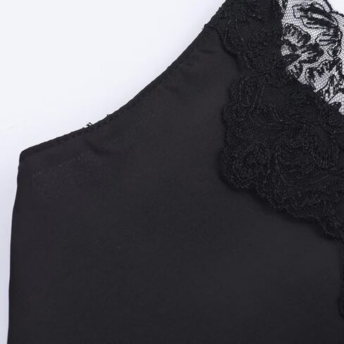 FWSAM Women Sexy Deep V Neck Silk Satin Crop Cami Top Trendy Slim Fit Spaghetti Strap Backless Lace Trim Tank Top in Saudi Arabia