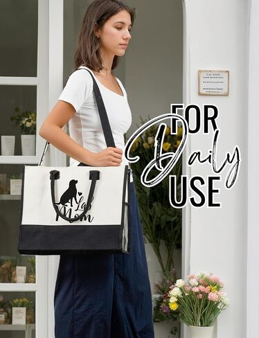 InnoBeta Labrador Retriever Gifts Canvas Tote Bag, Labrador Retriever Bag with Top Zipper Closure and Shoulder Strap for Birthday, Mother's Day, Christmas in Saudi Arabia