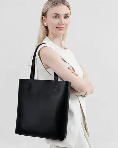 Women's Genuine Cowhide Tote Shoulder Bag - Top Grain Leather Zippered Large Work Handbag in Saudi Arabia