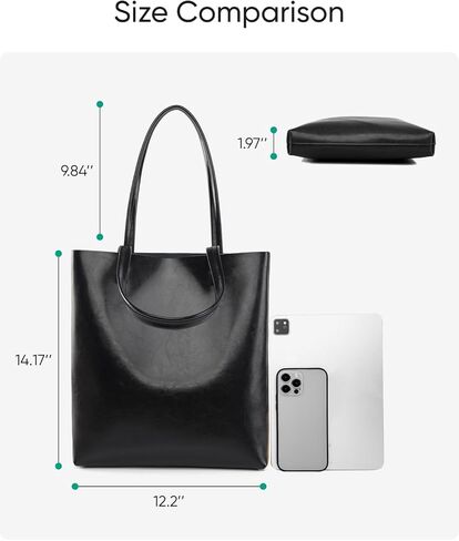 Women's Genuine Cowhide Tote Shoulder Bag - Top Grain Leather Zippered Large Work Handbag in Saudi Arabia