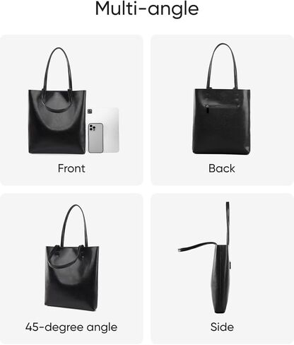 Women's Genuine Cowhide Tote Shoulder Bag - Top Grain Leather Zippered Large Work Handbag in Saudi Arabia