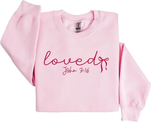 سويت شيرت Loved John 3:16، قميص Loved Bible Valentine Day، تي شيرت Christian Valentine، سترة آية الكتاب المقدس متعددة الألوان in Kuwait