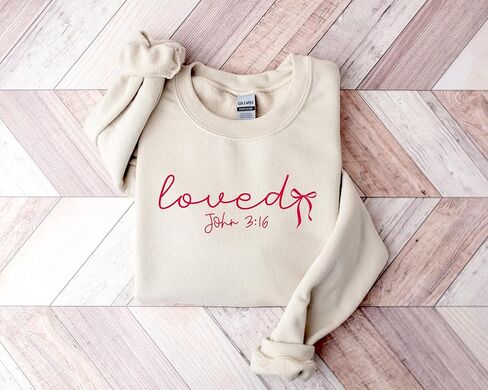 سويت شيرت Loved John 3:16، قميص Loved Bible Valentine Day، تي شيرت Christian Valentine، سترة آية الكتاب المقدس متعددة الألوان in Kuwait