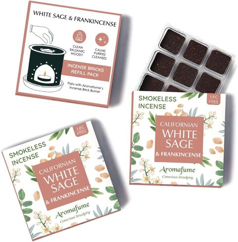 White Sage and Frankincense Incense Bricks by Aromafume | 3x9 Bricks | Sage Incense for Cleansing Negative Energy & Protection | Sage for Smokeless Smudging & Spiritual Cleansing in Saudi Arabia