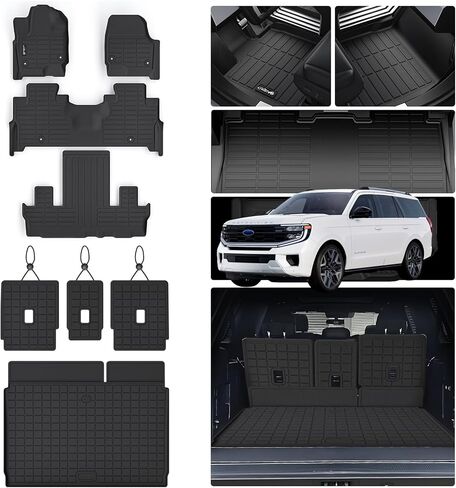 بطانات أرضية وبطانات شحن كبيرة مع حماية مسند الظهر لسيارة كيا سورينتو 2016-2019 2020، TPE حماية من جميع الأحوال الجوية 3 صفوف من سجادات أرضية السيارة مع سجادة صندوق السيارة in Kuwait