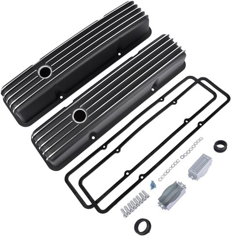 GELUOXI Aluminum Polished Finned Tall Valve Covers Replacement for Chevy SBC Small Block 283 302 305 327 350 1958-1986 in Saudi Arabia